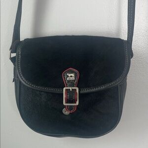 Sleek Black and Red Crossbody Bag